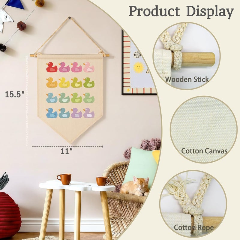Sioial Nursery Baby Room Above Crib Playroom Reading Room Bedroom Door Decoration-Baby,Shower,Birthday Christmas Gift for Boy Girl Kid Teen-Canvas Hanging Flag Banner Pennant Wall Sign Decor-Ducks Theme - Image 4